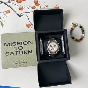 🍀NEW IN BOX Omega x Swatch Bioceramic Moonswatch - Mission to Saturn Wristwatch